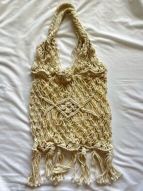 Vintage 1970s Sarne Macrame Purse